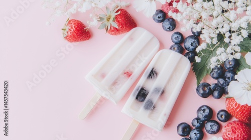 Obraz na płótnie Frozen Delights A Summery Arrangement of Popsicles w salonie