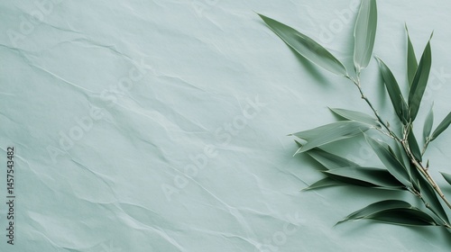Obraz na płótnie Green Mulberry Paper featuring Bamboo leaf w salonie