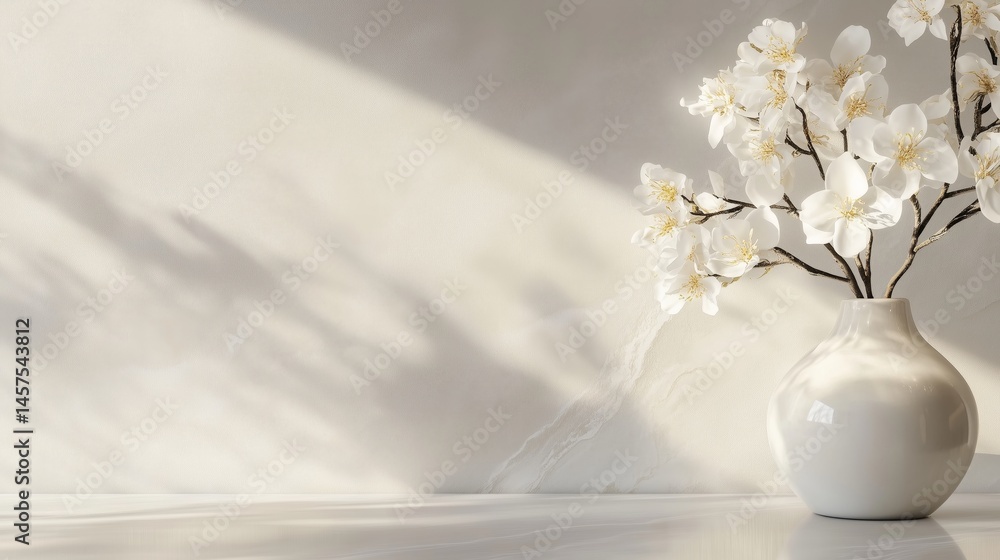 Sunlit Golden Blooms in a Modern Vase on a Marble Surface