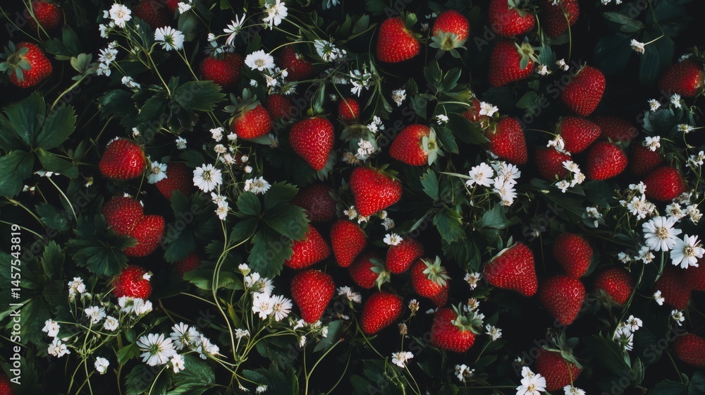 Strawberries background. Close up of fresh strawberries.