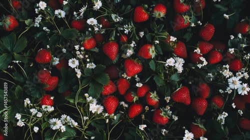 Strawberries background. Close up of fresh strawberries.