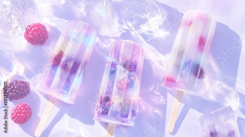 Top view of tasty colorful ice cream set of summer ice cream