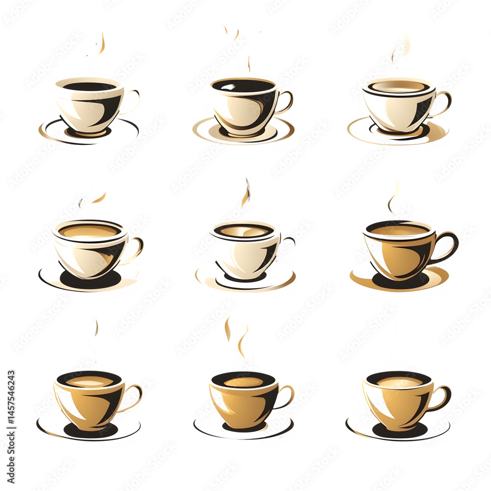 Obraz premium Coffee cup icons set. Vector --v 6.1 --s 750 --raw