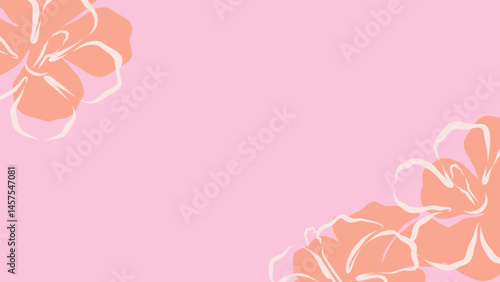 Hand drawn vector hibiscus illustration frame on pink background