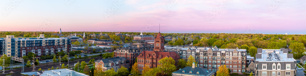 Naklejka premium Aerial view of Wheaton, Illinois, May 2025