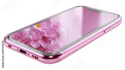 Obraz na płótnie A pink phone with a floral screen protector w salonie