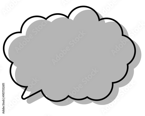 シンプルな線がずれた吹き出し　丸みのある雲形