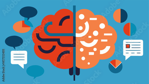 Brain Impact A brain divided into two sections with one side filled with chaotic images and aggressive headlines and the other side with calm and balanced thoughts showing how