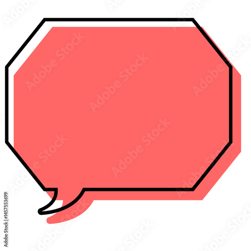 シンプルな線がずれた吹き出し　角のある八角形