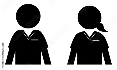 医療従事者/スタッフの男女のピクトグラム