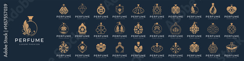 best collection of perfume logos. luxury bottle perfume perfect logo for cosmetic, beauty, salon skin care.
