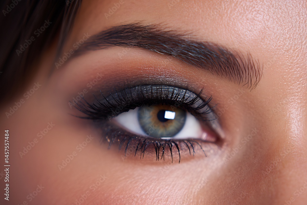 Obraz premium smoky eye makeup close up with smooth blend