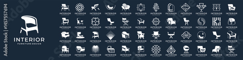 mega collection of interior logo design. vector silhouette Interior minimalist room, gallery furniture design vector. Furniture icon set.