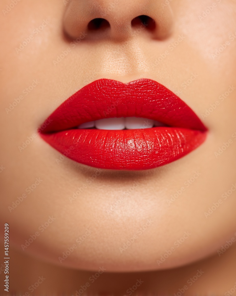 Fototapeta premium red lipstick makeup closeup beauty fashion