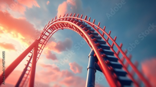 Rollercoaster Ascent: Thrilling Sunset Ride