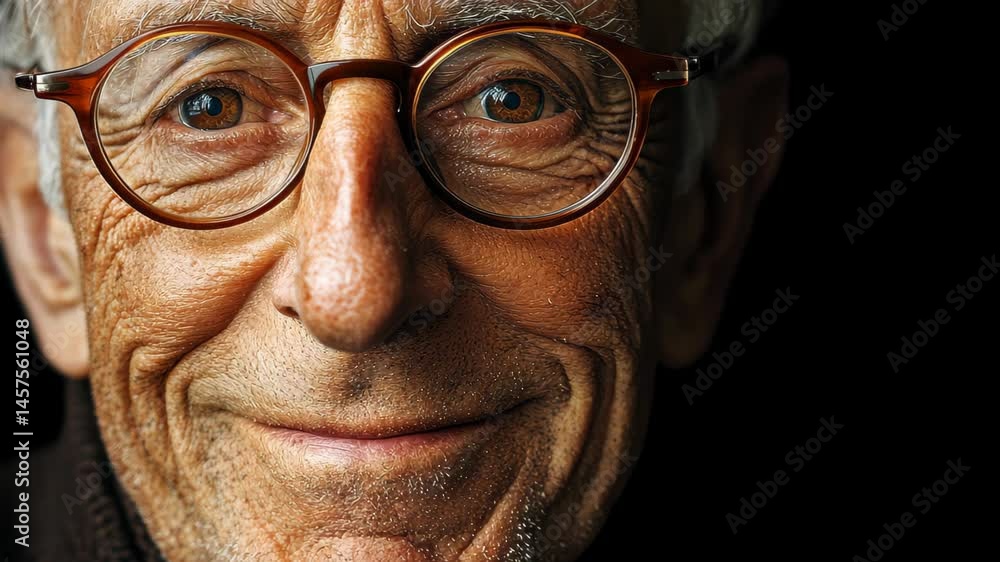 A Warm Smile: Close-up portrait of a kindly senior man with spectacles, radiating wisdom, experience, and the gentle warmth of a life well-lived. A Warm Smile: Close-up portrait of a kindly senior man with spectacles, radiating wisdom, experience, and the gentle warmth of a life well-lived.