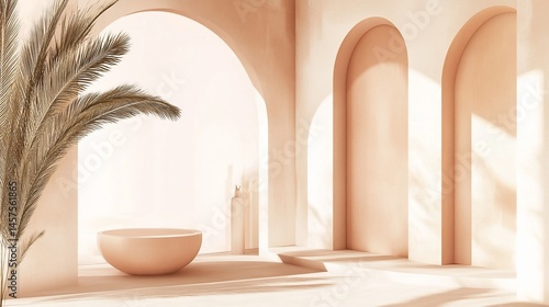 Serene Minimalist Peach Archway Interior Design