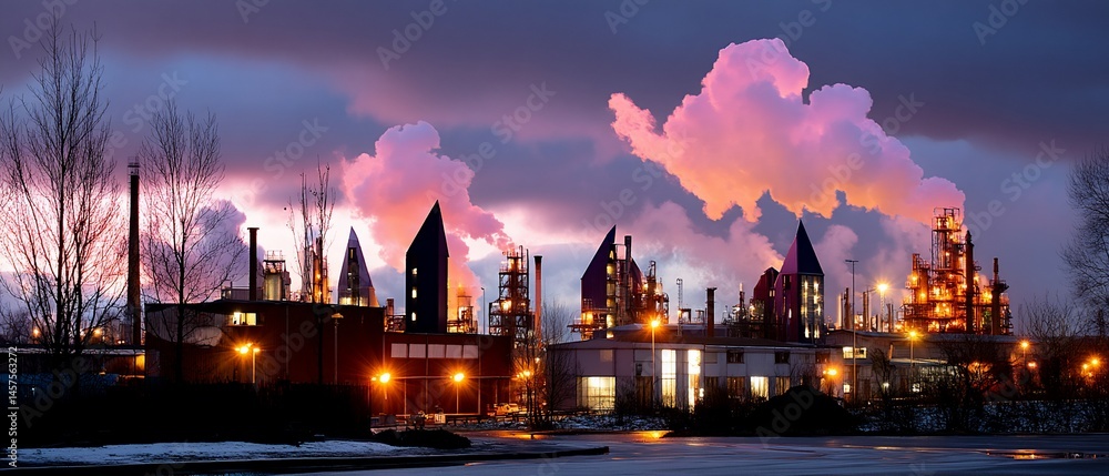 Fototapeta premium Industrial Complex at Dusk