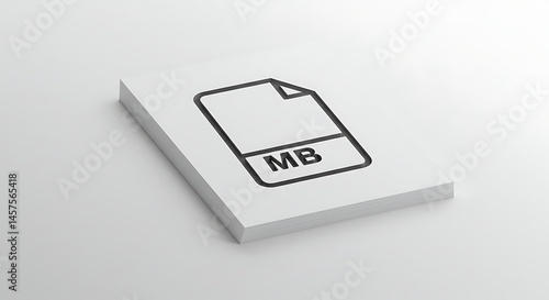One megabyte file icon with MB text on paper — white background
