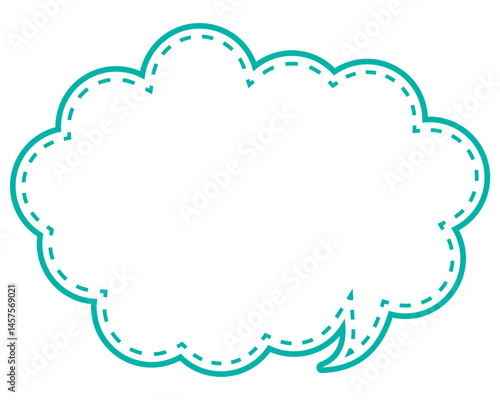 シンプルなカラー線の吹き出し　丸みのある雲形