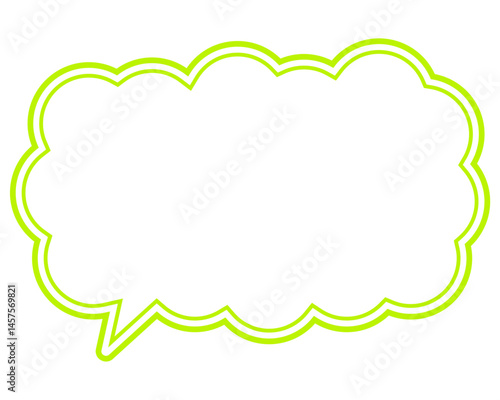 シンプルなカラー線の吹き出し　細長い雲形