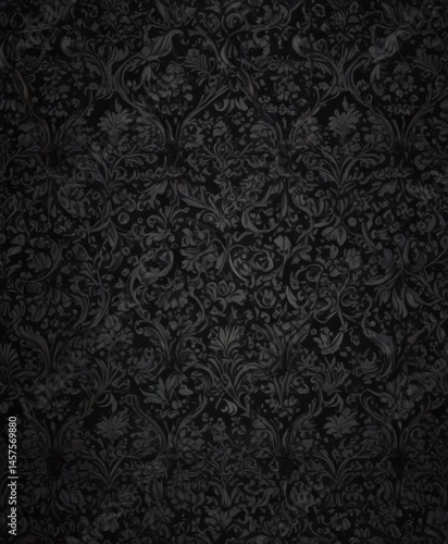Seamless gothic damask wallpaper  Black floral vines and intricate patterns , ornate, abstract