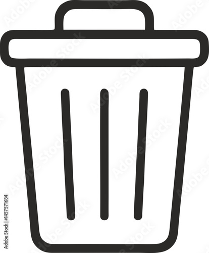  Trash Bin Black Line Minimal Vector Icon for Deletion Interfaces, Waste Management Apps, and Recycle Concepts on Transparent Background