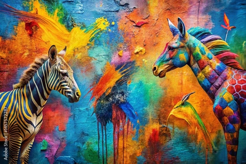 Abstract Animal Shapes Paint Stroke Background - Artistic Wildlife Photography