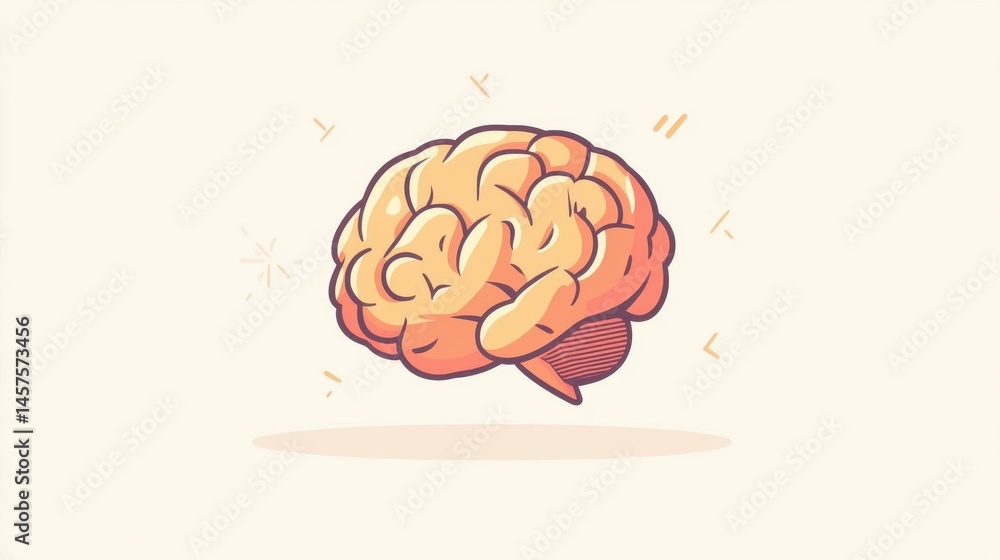 A quirky cartoon brain in doodle style, perfect for a fun tshirt design. Vibrant colors add a playful touch A quirky cartoon brain in doodle style, perfect for a fun tshirt design. Vibrant colors add a playful touch