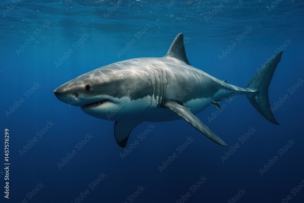 Naklejka premium Majestic shark swimming gracefully.