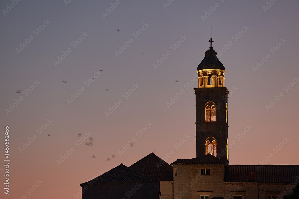 Twilight evening view of Dubrovnik, Croatia
