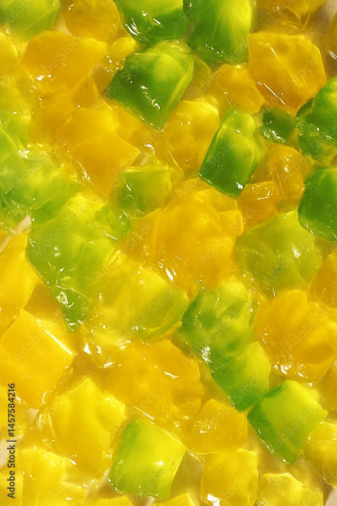 colorful citrus jelly cubes in yellow and green tones for sweet snack texture