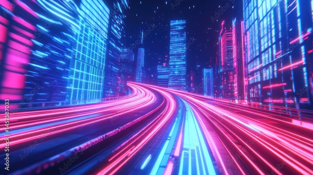 Obraz premium Neon City Expressway