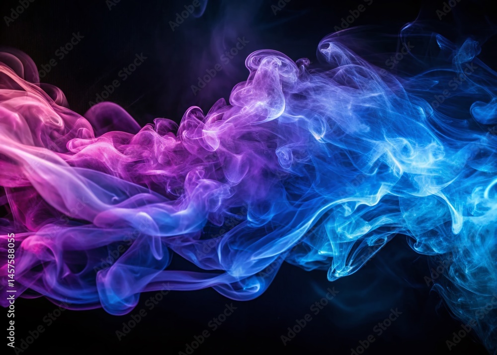 Fototapeta premium Abstract Purple and Blue Smoke Wave, Flowing Dynamic Swirling Nebula, Artistic Background