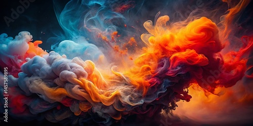 Abstract Smoke Fire Spray Paint Double Exposure Background - Fiery Artistic Texture