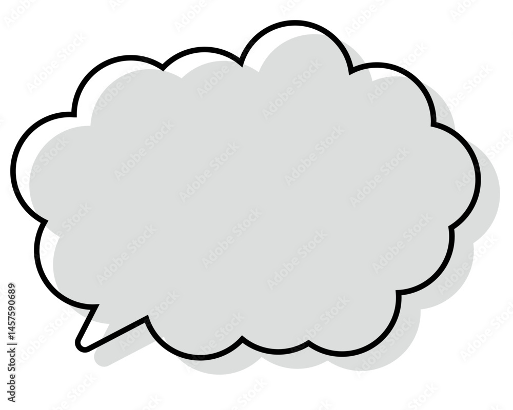 シンプルな線がずれた吹き出し 丸みのある雲形 シンプルな線がずれた吹き出し 丸みのある雲形