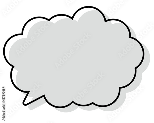 シンプルな線がずれた吹き出し　丸みのある雲形