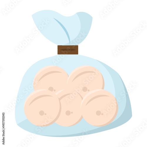 Plastic bag with bread rolls. Vector