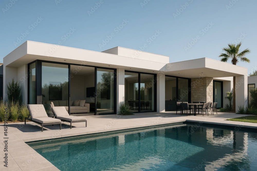 Fototapeta premium Modern luxury home with pool.