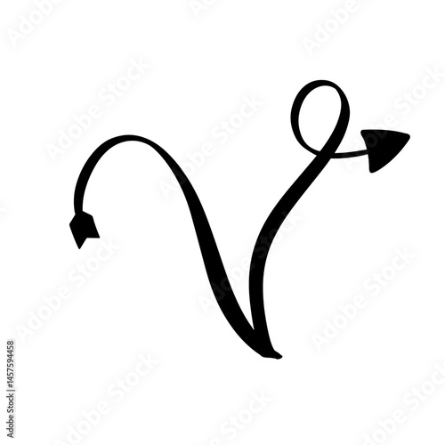 initial letter V hand drawn arrow concept black color