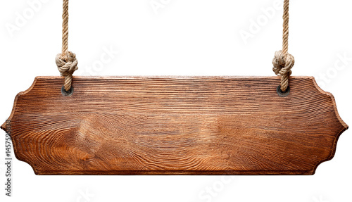 Wooden Sign Hanging by Rope