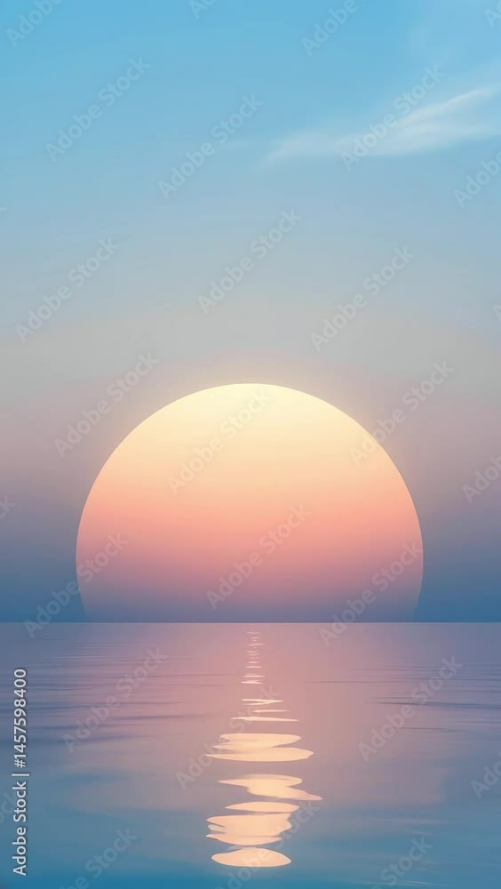 Sunset Reflection and Water Sky with Gradient Sun Moving Above Sunset Reflection and Water Sky with Gradient Sun Moving Above