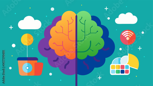 Comparative Brain Two brain s side by sideone vibrant and focused surrounded by nature and leisure the other cluttered with technology icons and low attention levels.