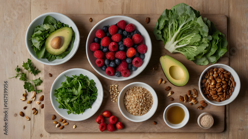 Wallpaper Mural Healthy Breakfast Bowl with Avocado and Fresh Berries Torontodigital.ca