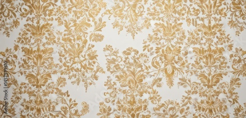 Elegant gold & white damask floral wallpaper pattern  , interior design, vector