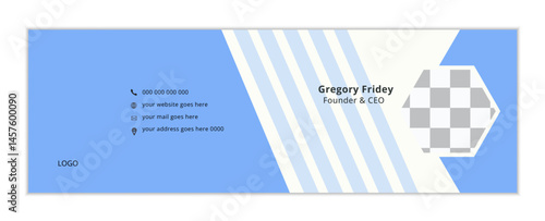 Vector email signature design, corporate email signature design template, email signature in abstract shape, Clean and simple modern business email signature.