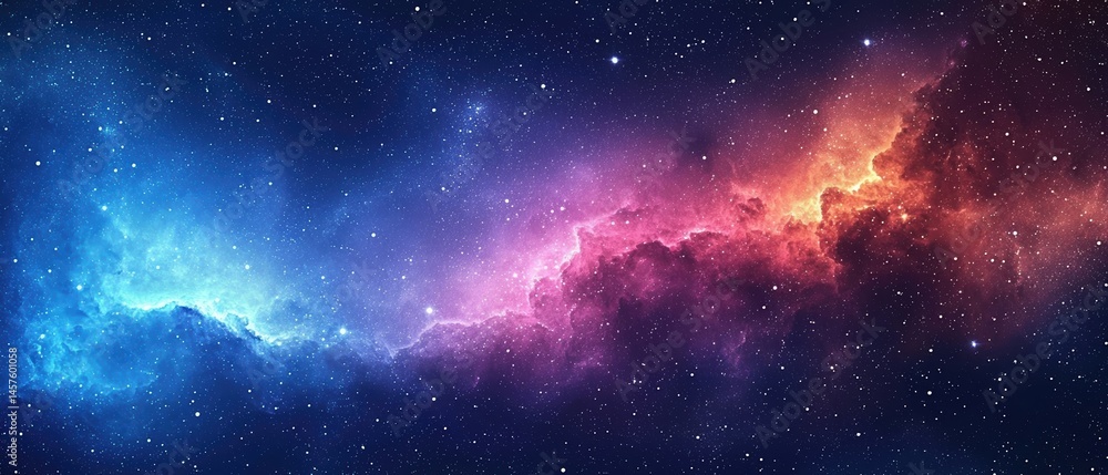 Naklejka premium Cosmic Nebula Vibrant Colors of Space