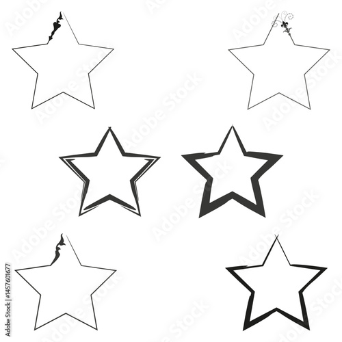 Star outline icon. Pointed star symbol. Bold star shape. Vector contour set.