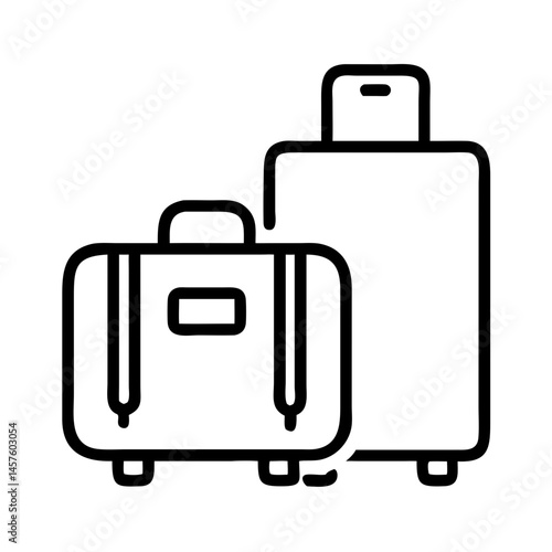 Luggage icon with suitcase and travel bag outline design and copy space