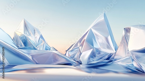 Crystalline Glacial Peaks: Abstract 3D Render